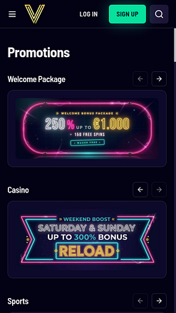 Promozioni per dispositivi mobili di Vegaz Casino