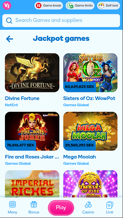 Jackpot móvel do Vera John Casino