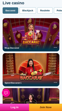 Dealer ao vivo móvel do Vera John Casino