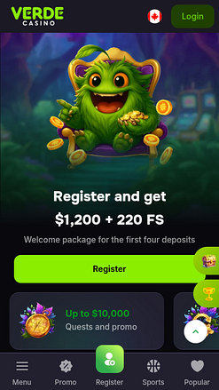 Verde Casino Mobile Homepage