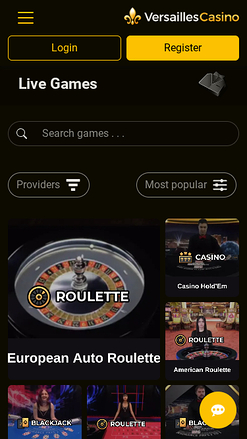 Croupier en direct mobile de Versailles Casino