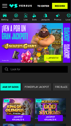 Jackpot mobile de Versus Casino