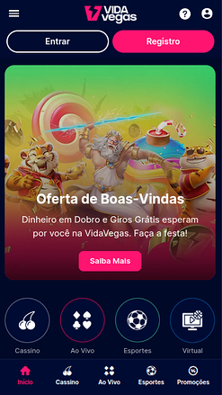 Página de inicio móvil de VidaVegas Casino