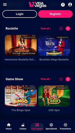 VidaVegas Casino Mobile Live Dealer