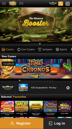 Page d'accueil mobile de Videoslots Casino