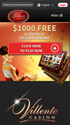 Homepage mobile di Villento Casino