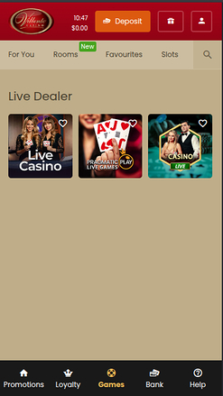 Dealer dal vivo mobile di Villento Casino