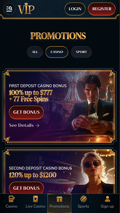 Promotions mobiles de VIP Casino