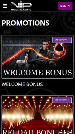 Promociones móviles de VIP Room Casino