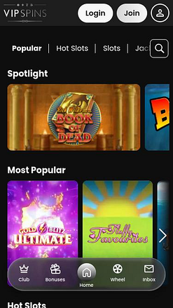 VIP Spins Casino Mobile Games
