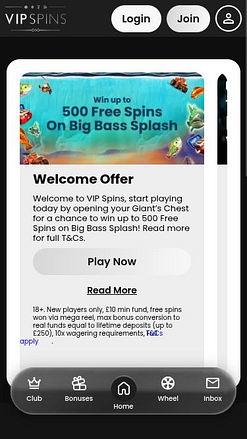 VIP Spins Casino Mobile-Aktionen