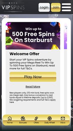 Promociones móviles de VIP Spins Casino