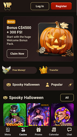 VIPCasino Mobile Homepage