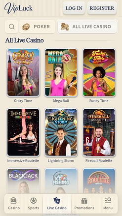 VIPLuck Casino Mobile Croupier en direct
