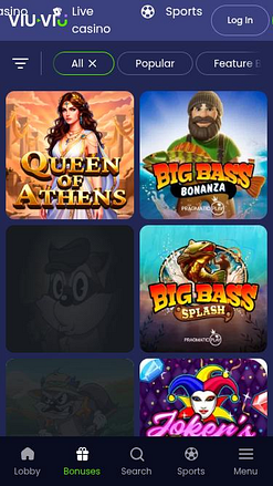 Juegos móviles del casino ViuViu