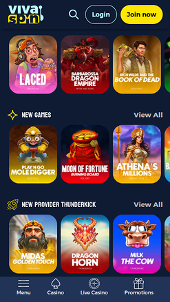 Games screenshot of Vivaspin Casino for Mobile
