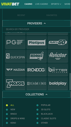 Desarrolladores de juegos móviles de VivatBet Casino