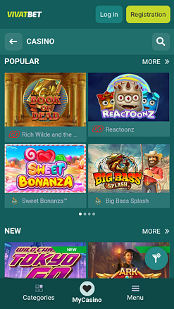 VivatBet Casino Mobile Games