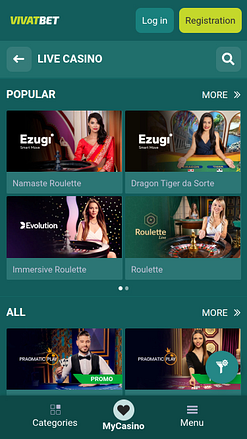 VivatBet Casino Mobile Live Dealer