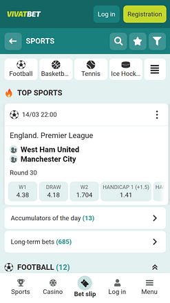 VivatBet Casino Mobile Sports