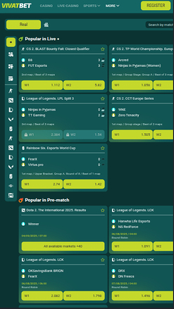 Deportes móviles de VivatBet Casino