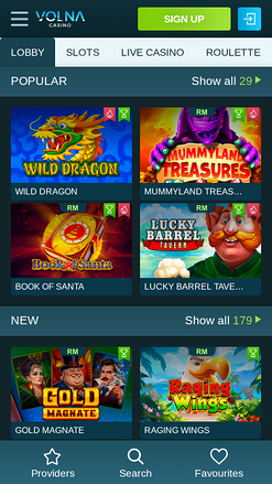 Мобильные игры казино Volna