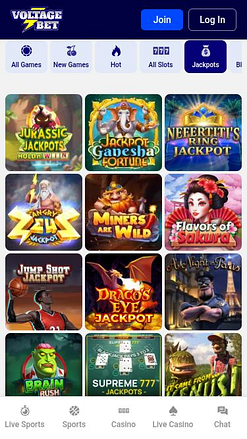 Jackpot mobile del casinò VoltageBet