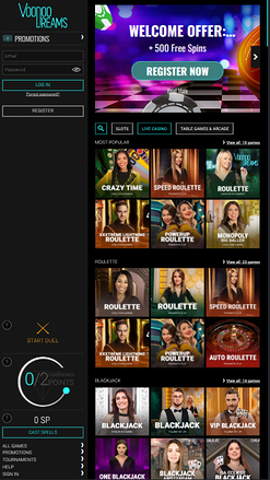 VoodooDreams Casino mobile Live-Dealer