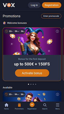 Promotions mobiles de Vox Casino