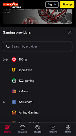 Desarrolladores de juegos móviles de Vulkanspiele Casino