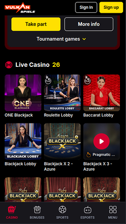 Crupier en vivo móvil de Vulkanspiele Casino