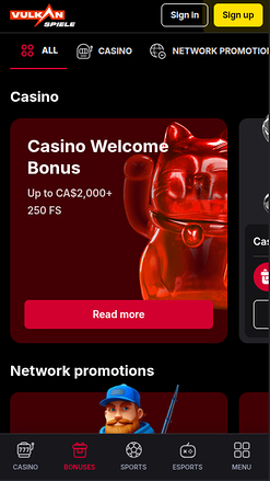 Promociones móviles de Vulkanspiele Casino
