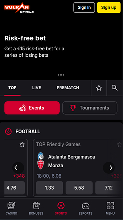 Deportes móviles de Vulkanspiele Casino