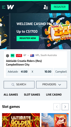 Wallacebet Casino Mobile Homepage