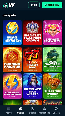Jackpot mobile del casinò Wallacebet