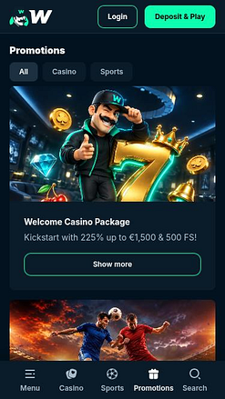 Promozioni per dispositivi mobili del casinò Wallacebet