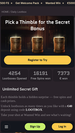 WantedWin Mobile Lootbox