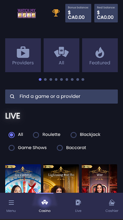 WatchMySpin Casino Mobile Live Dealer