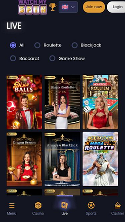 WatchMySpin Casino Mobile Live Dealer