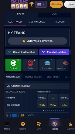  WatchMySpin Casino Mobile Sports