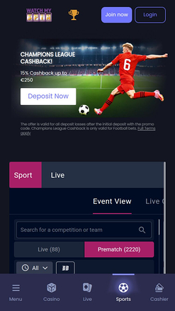 WatchMySpin Casino Deportes Móviles