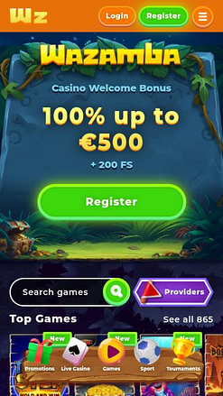 Wazamba Casino Mobile-Homepage