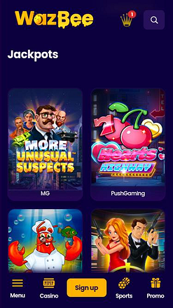 Jackpot móvil del casino Wazbee