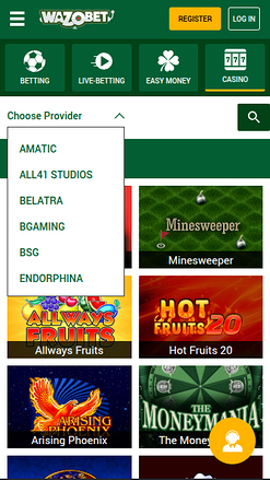 Sviluppatori di giochi mobile di Wazobet Casino