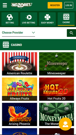 Giochi mobile di Wazobet Casino