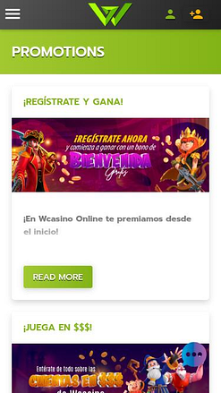 Promotions mobiles en ligne de WCasino