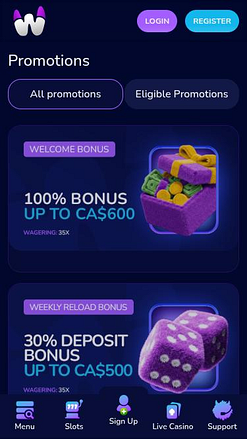 Promotions mobiles du casino WeezyBet