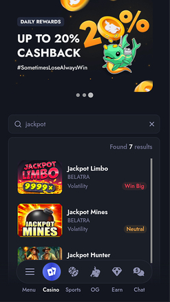 Jackpot mobile de Whale Casino