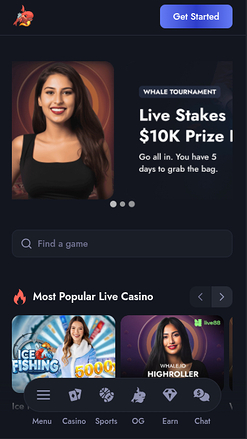 Croupier en direct mobile de Whale Casino