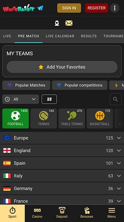 White Rabbit Casino Mobile Sports